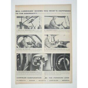 Vintage 1955 Chrysler Corporation Advertisement Print Pushbutton Gearshift